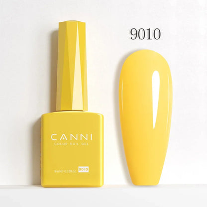 Blushimmer CANNI Hema Free Nail Gel Polish Fall Collection with red and nude jelly shades, featuring long-wear top coat in 9ml bottle.