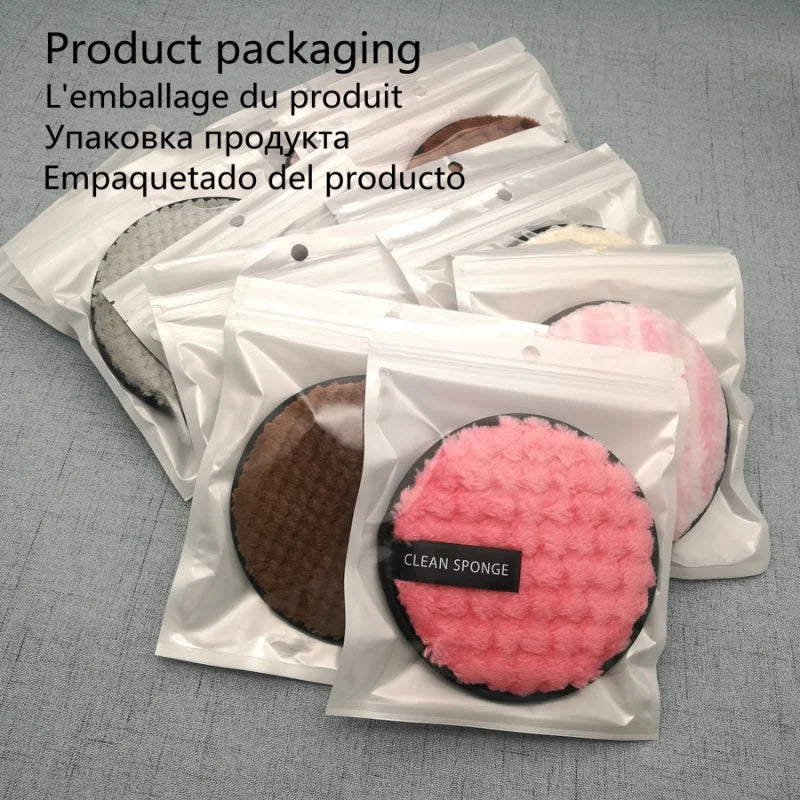 Set of 5 reusable microfiber makeup remover cotton wipes from Blushimmer, soft sponge pads for facial cleaning and makeup removal.