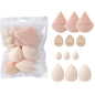 Blushimmer 12-piece makeup sponge set with powder puffs, mini air cushion puffs, beauty eggs, and mini beauty sponges.