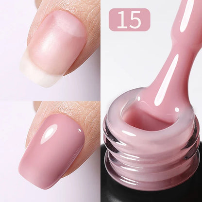 Blushimmer BORN PRETTY Milky Jelly Rubber Base Gel for gel nails, 15ml, nude color, self-leveling, soak-off UV gel