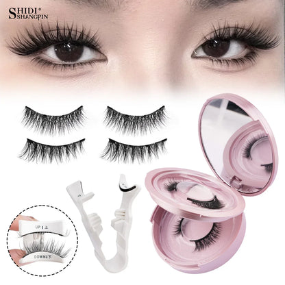 Blushimmer magnetic false eyelashes set with 3D mink lashes, reusable natural long synthetic eyelashes and makeup tweezers.