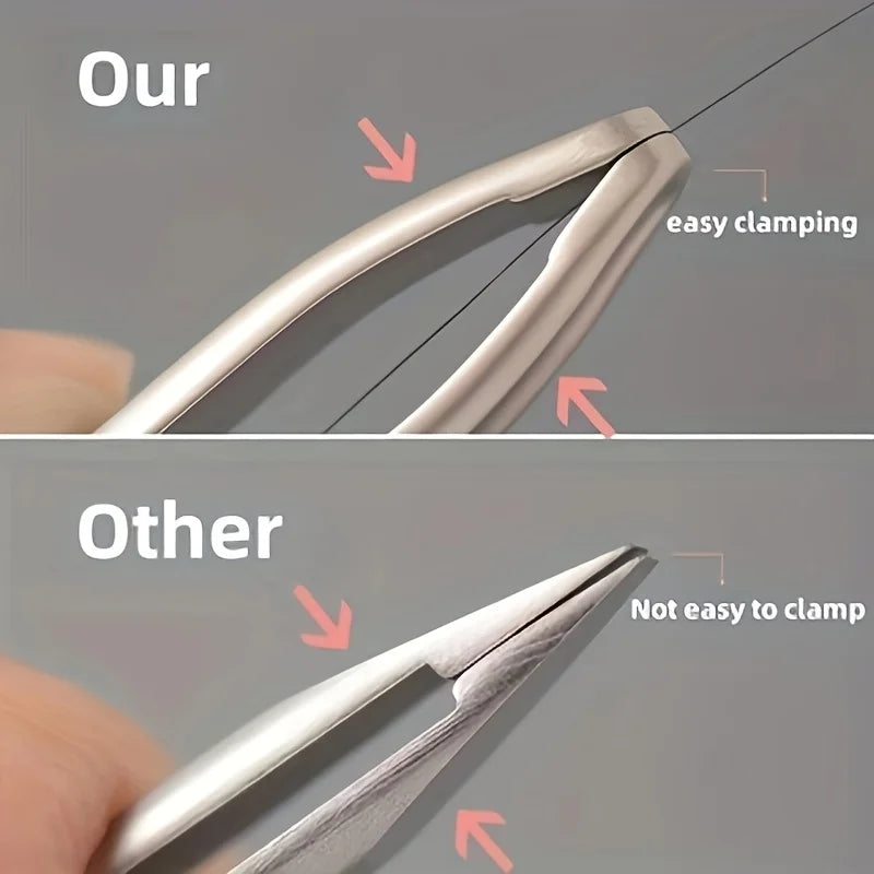 Blushimmer premium round head tweezers for eyebrow and facial hair removal, featuring seamless clips for short hair and precision beard grooming.