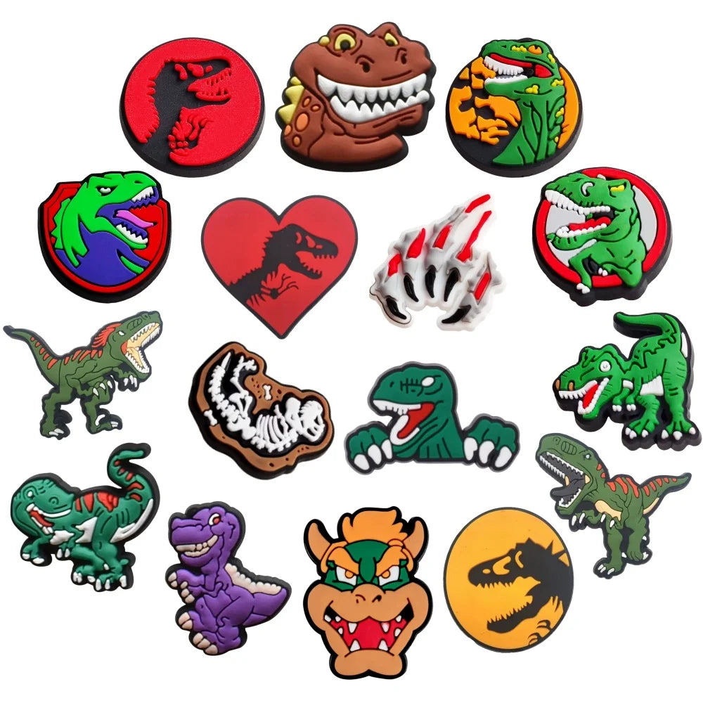 16Pcs Dinasour Shoes Decoration Charms for Clog Sandals,Cute Cartoon Dino Shoes DIY Pins Charms Accessories Gifts for Women Men