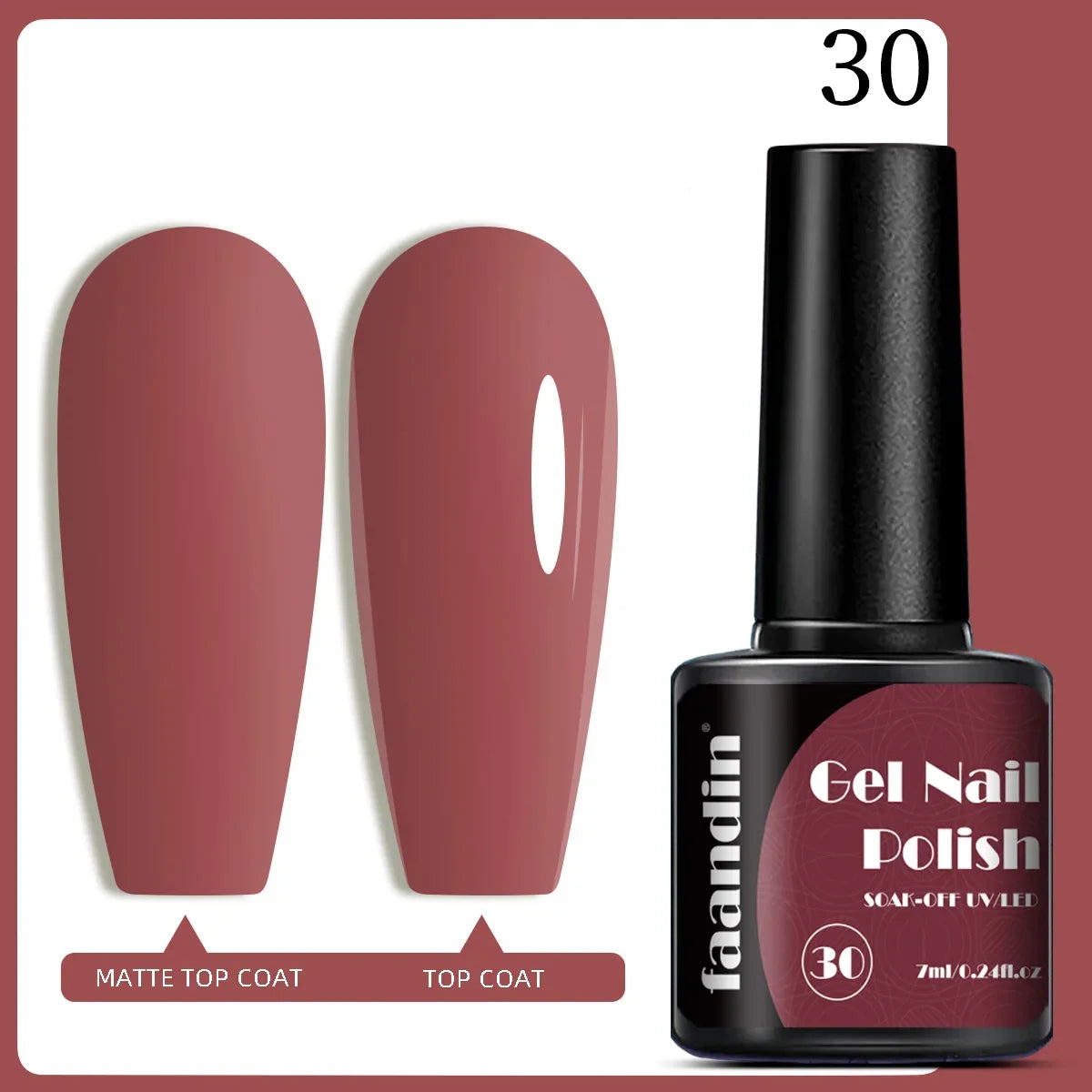 Blushimmer Faandin 7ml red gel nail polish bottle with high saturation, quick-drying, alcohol-free, long-lasting, ideal for home manicures.