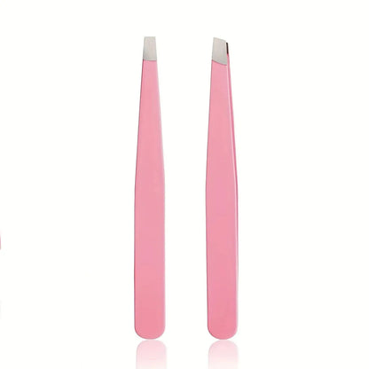 Blushimmer stainless steel eyebrow tweezers set with textured handles, includes 1/2/4 pieces for precise eyebrow shaping.