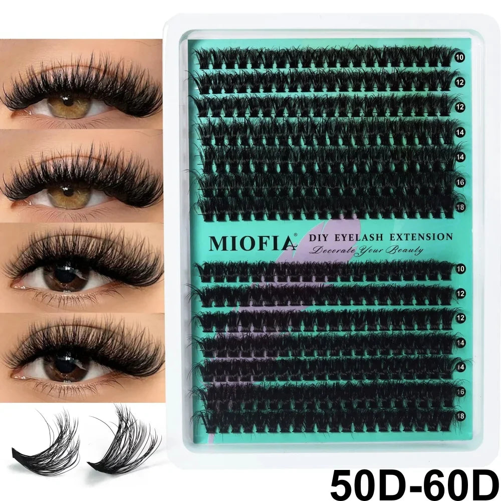 Blushimmer 14/30 rows DIY 5D fluffy eyelash clusters, 10-18mm thick lash extensions, individual 30D-150D lash clusters on a white background