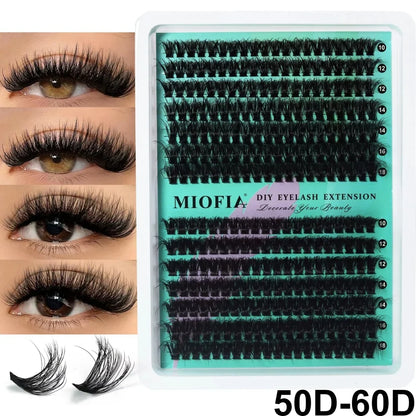Blushimmer 14/30 rows DIY 5D fluffy eyelash clusters, 10-18mm thick lash extensions, individual 30D-150D lash clusters on a white background
