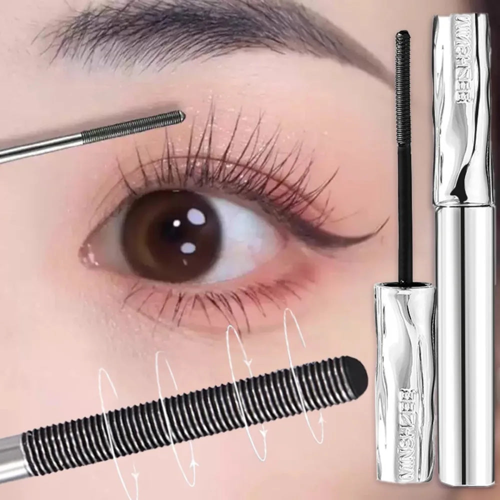 Blushimmer Steel Tube Mascara with spiral brush, waterproof long-lasting silk fiber formula, curling and defining eyelashes.