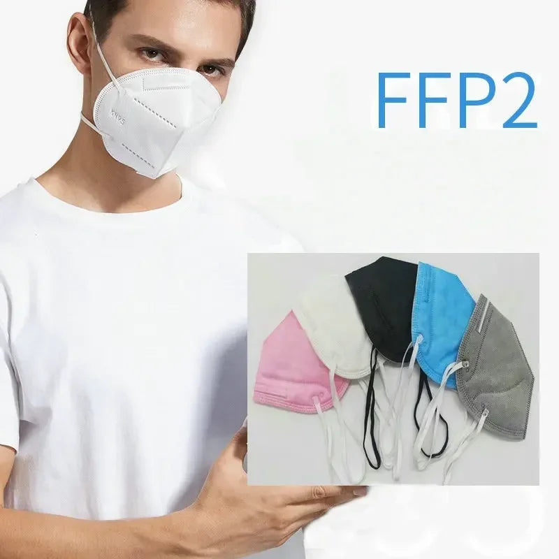 FFP2 KN95 Mask headband Mascarillas CE Black White 5 Layers Face Mask KN95 Filter Respirator mouth Mask Adults filter