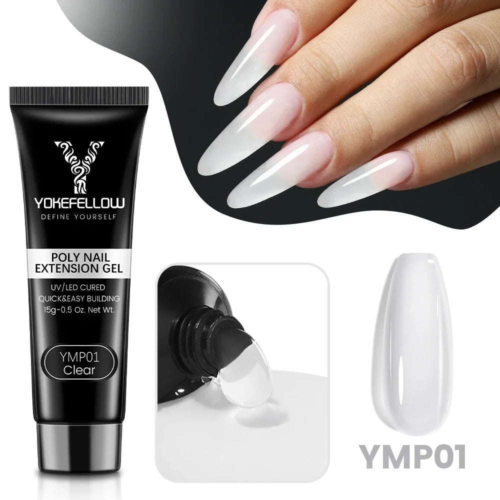 Blushimmer Yokefellow 15g nude pink clear extension gel nail polish for UV and LED nails, ideal for building and soaking off.