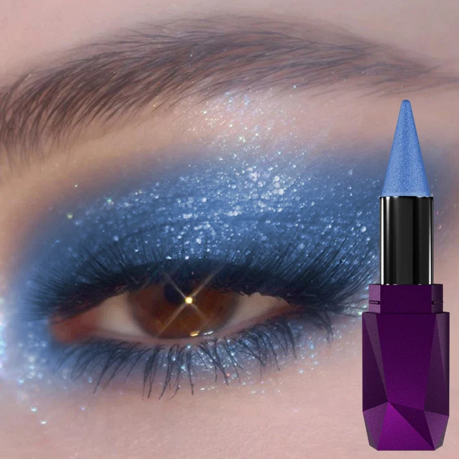 Blushimmer 25-color pearl eyeshadow stick with waterproof glitter and matte shades for eye makeup and face highlighting.