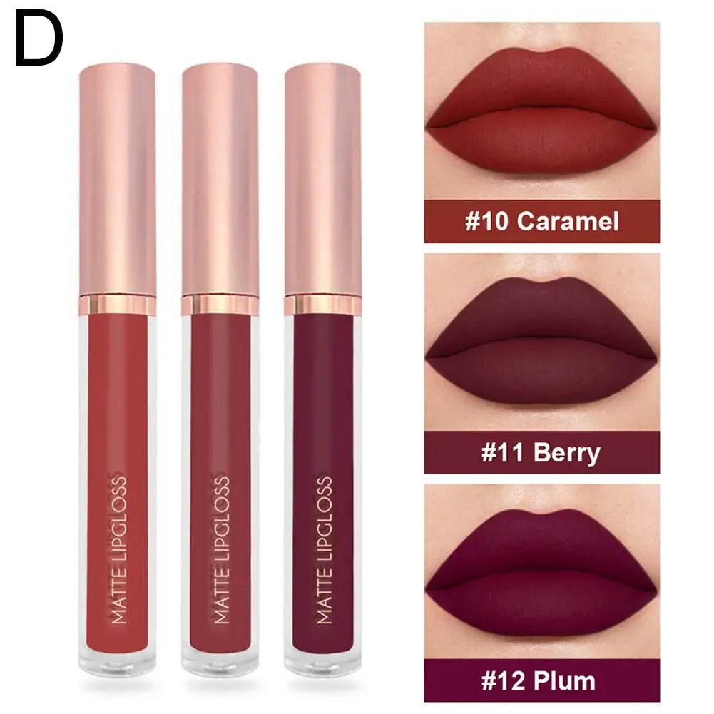 Blushimmer nude lip gloss and matte liquid lipstick set with waterproof, long-lasting, non-stick, moist lip tint for women.