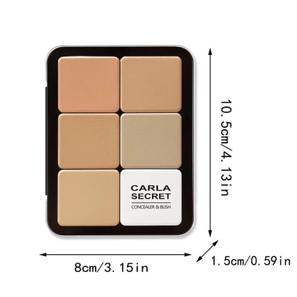 Blushimmer 12-color concealer, blush, and contour palette with matte cream shades for all-in-one face makeup application.