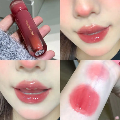 Blushimmer smoked grape purple red lip glaze and water lipstick with clear tint, moisturizing liquid lip gloss for Korean women makeup.