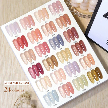 Blushimmer Mianel Japanese Style Fairy Gel Nail Polish in white, pink, and nude shades, 12ml ice clear summer nail colors.