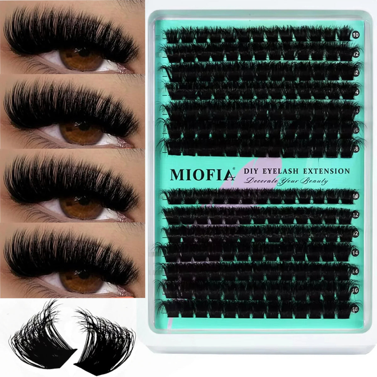 Blushimmer 14/30 rows DIY 5D fluffy eyelash clusters, 10-18mm thick individual lash extensions, black and natural-looking.