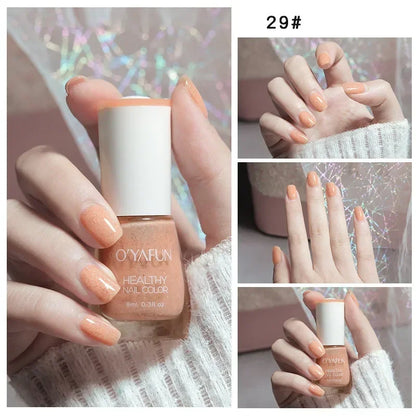 Blushimmer 8ml matte waterproof nail polish with glitter sequins, quick-dry, no-bake formula, suitable for nail art without UV lamp