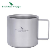 Boundless Voyage Titanium Double Wall Coffee Cup Mini Camping Mug Outdoor Tableware Lightweight Drinkware 220ML Ti3052D