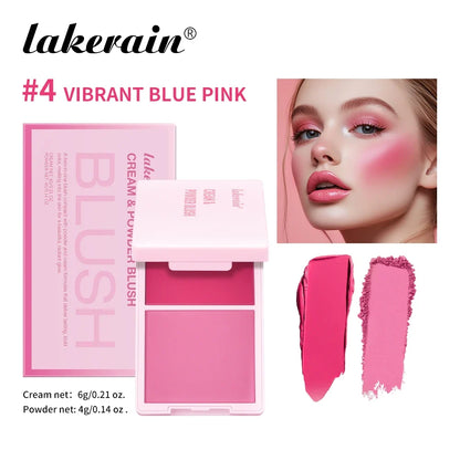 Cream & Powder Blush Matte 5Colors Dewy Rosy Blush Makeup Pan Long-lasting Wearing High Pigment Natural Matte Blush Cosmtics