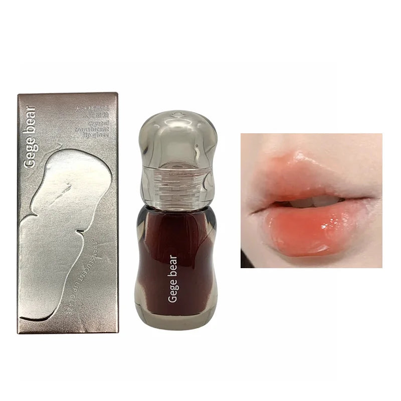 Blushimmer Gege Bear Crystal Gloss Lip Tint with mirror-gloss finish, hydrating formula, and youthful plumping effect.