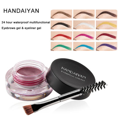 Blushimmer Handaiyan 12-color waterproof eyebrow cream and gel set with professional eyeliner and high brow tint in black.