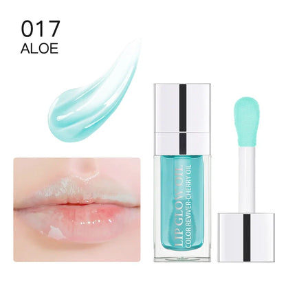 Blushimmer Crystal Jelly Lip Oil with tinted gloss, featuring a plumping, moisturizing lip glow in a clear, shiny container.