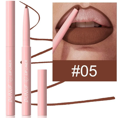 Blushimmer tapered lip liner pencil in natural nude brown with long-lasting matte, creamy, waterproof finish, slim design.