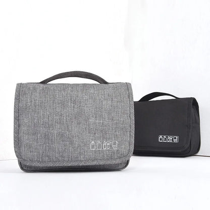 Blushimmer waterproof women makeup bag and toiletries organizer with hanging storage for travel and bathroom use.