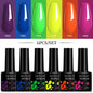 LILYCUTE 6Pcs/Set 7ML Gel DIY Nail Polish Bright Pink Semi Permanent Soak Off UV LED Gel Varnish Nail Art Design Manicure Kit