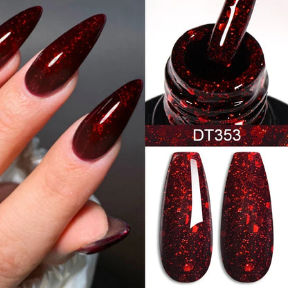Blushimmer 7ml Burgundy Crimson nail gel polish with high pigment, non-streak formula, suitable for UV LED soak-off nail art.