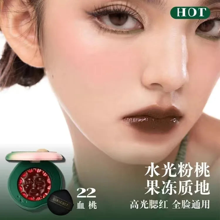 Girlcult Blushimmer emotional blush highlighter with matte, fine shimmer for a cute Korean face makeup look.