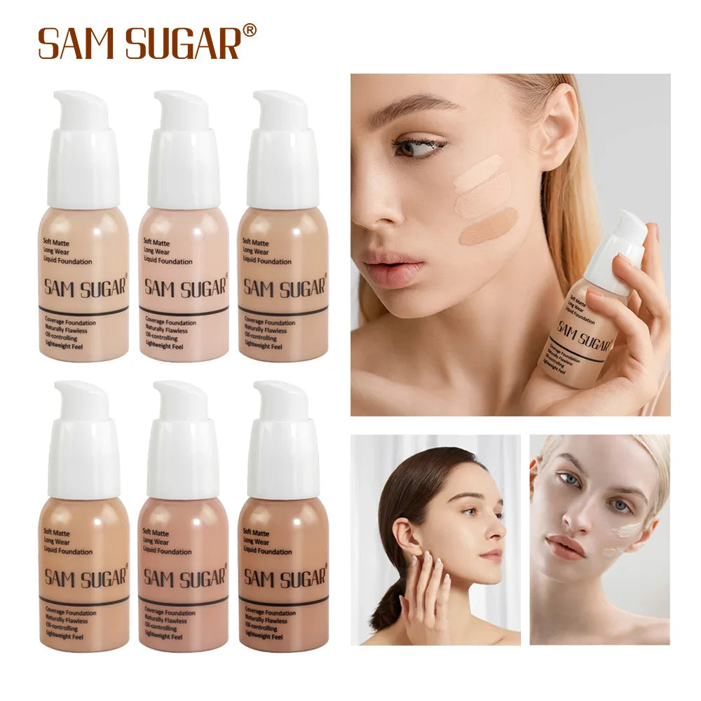 SAM SUGAR 6Color Concealer Liquid Foundation Long Lasting Oil Control Natural Soft Moisture Waterproof Constant Makeup Concealer