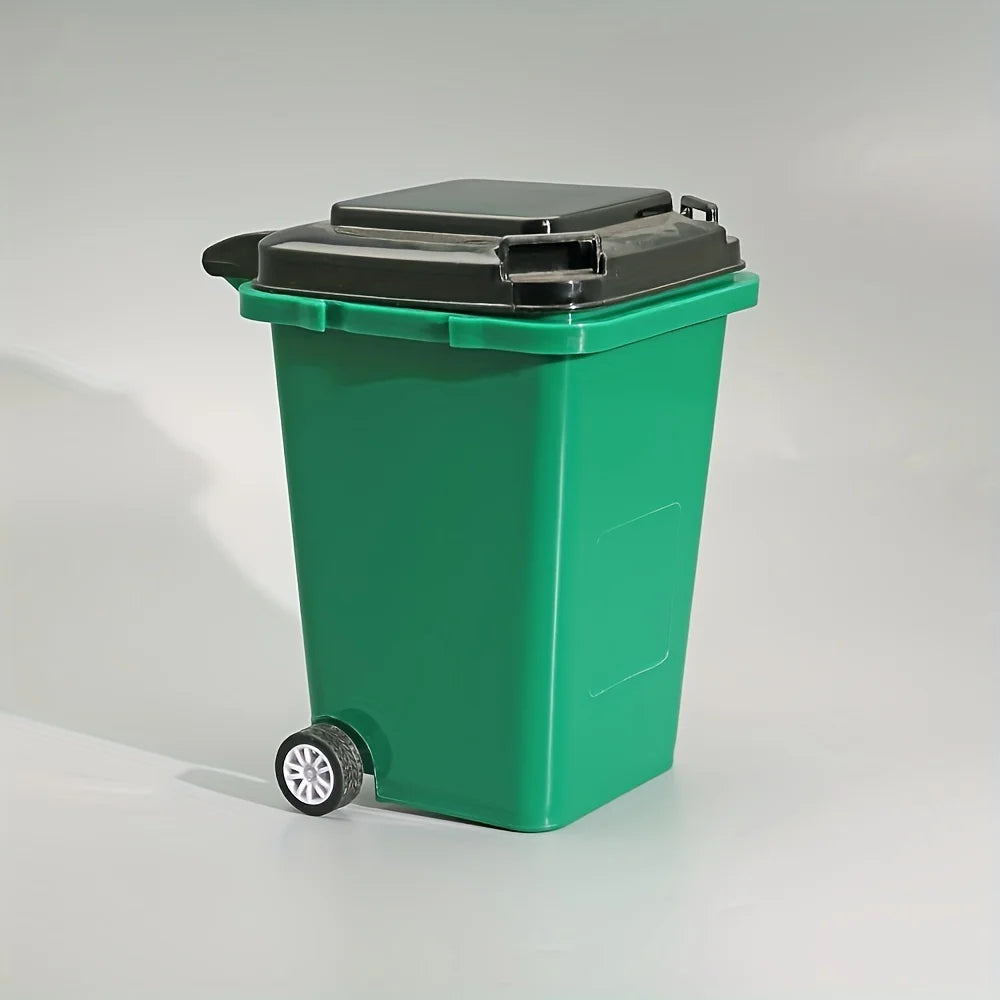 1pc Portable Mini Office Desk Trash Bin Pen Holder - Office Supplies Storage