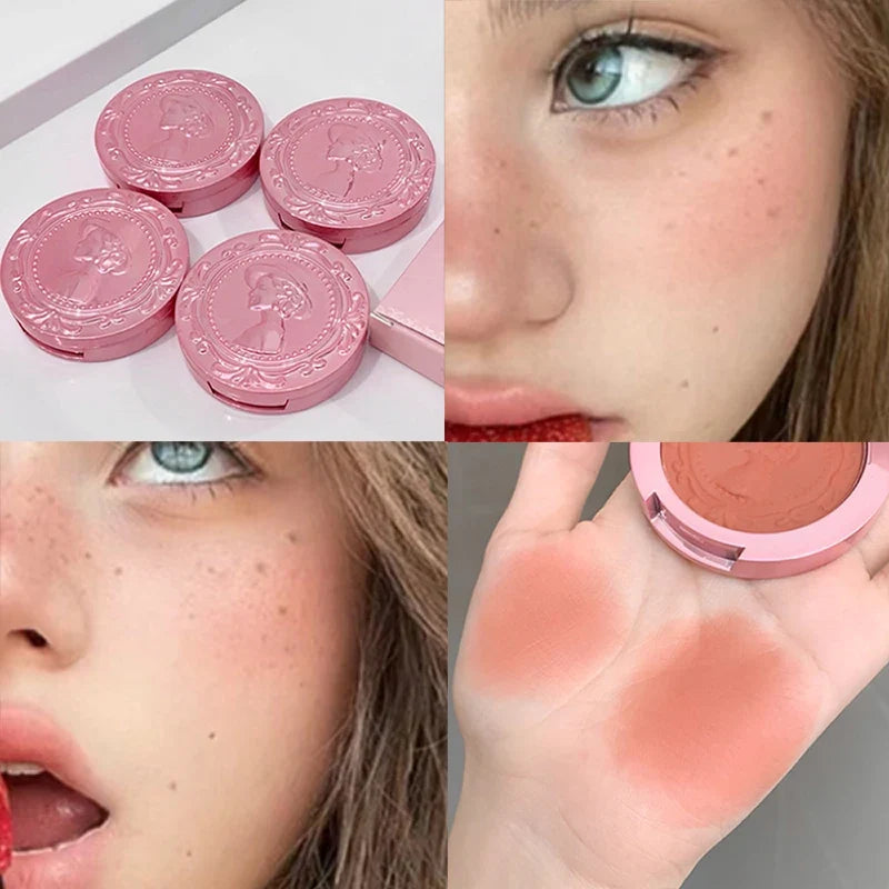 Blushimmer three-dimensional relief blush in natural blush color with a delicate, low-saturation cream formula for a tender, subtle glow.