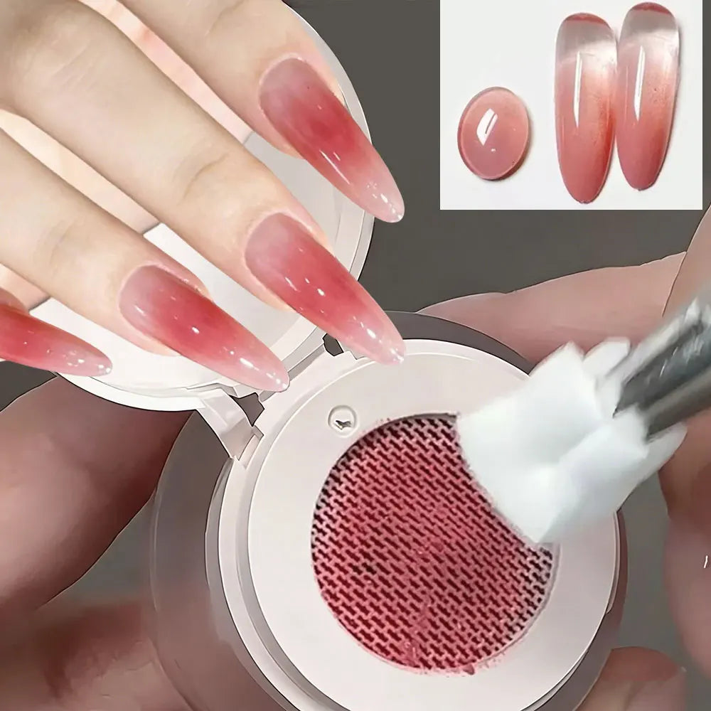Black cushion gradient painting gel from Blushimmer, showing black ombre and blooming aura effect for UV/LED manicures.