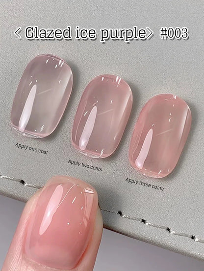 Blushimmer MIANEL Japanese style fairy gel nail polish in white pink nude for summer nails, 12ml ice clear pink shades.