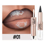 Blushimmer 2-in-1 lipstick and lip gloss with dual-end design, waterproof, long-lasting, moisturizing, glossy finish for plump lips.