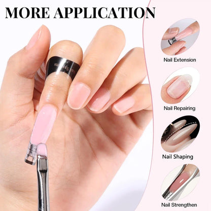 Blushimmer 30ML milky white hard gel for nail extensions, self-leveling builder gel for reinforcement and camouflage manicure.