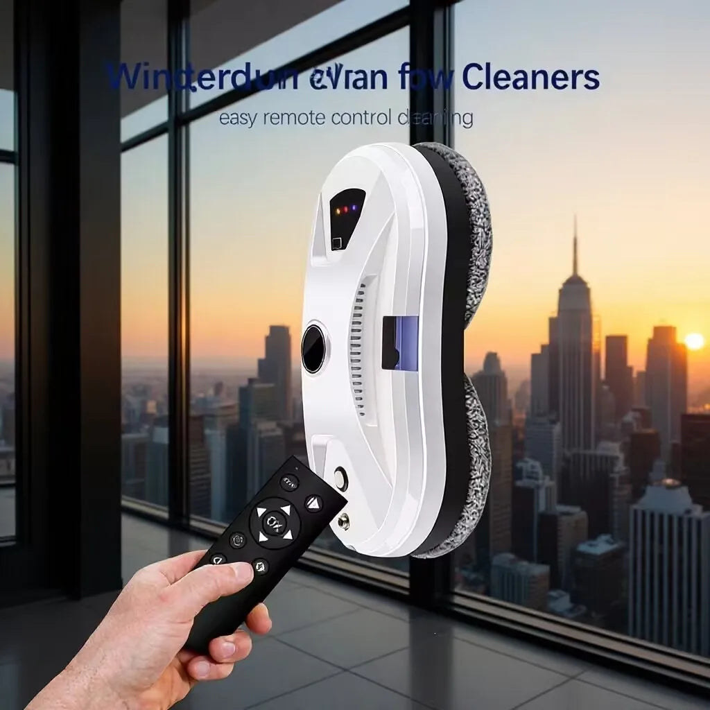 Smart Window Cleaning Robot Auto-Path Planning with 5600Pa Suction High-Rise Glass Remote-Controlled Single Spray Safety Rope