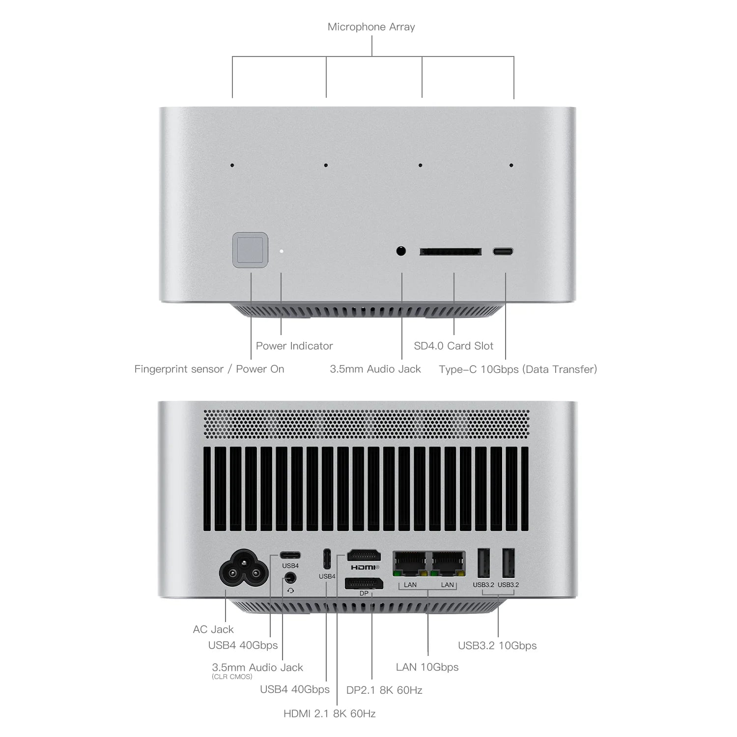 Beelink GTR9 Pro AMD Ryzen AI MAX+ 395 AI Mini PC Windows 11 LPDDR5 128GB 2TB Wifi7 BT5.4 8K Fingerprint Desktop Gamer PC