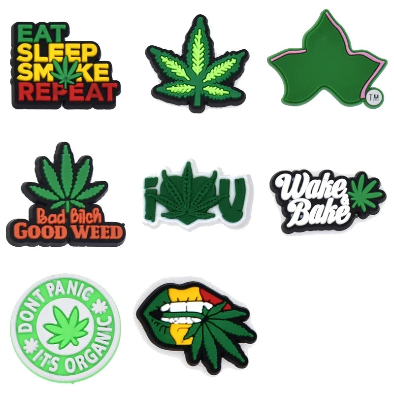 Weed Shoe Charms for Crocs Accessories Maple Leaves Shoes Charm for Croc Decorations Pins Men Accessory Jeans Woman Clogs Clips