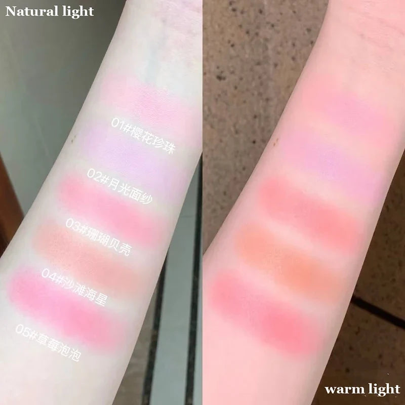 Makeup Flowerknows Shell Pearl Collection Silk Satin Blusher Lightweight Highly Pigmented Blush Powder Long Lasting Face Blushes