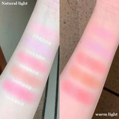 Makeup Flowerknows Shell Pearl Collection Silk Satin Blusher Lightweight Highly Pigmented Blush Powder Long Lasting Face Blushes