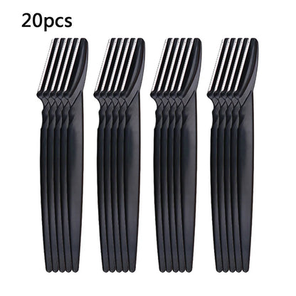 Blushimmer eyebrow trimmer with precision blades, portable face razor for hair removal and eyebrow shaping, close-up of the shaver blades.