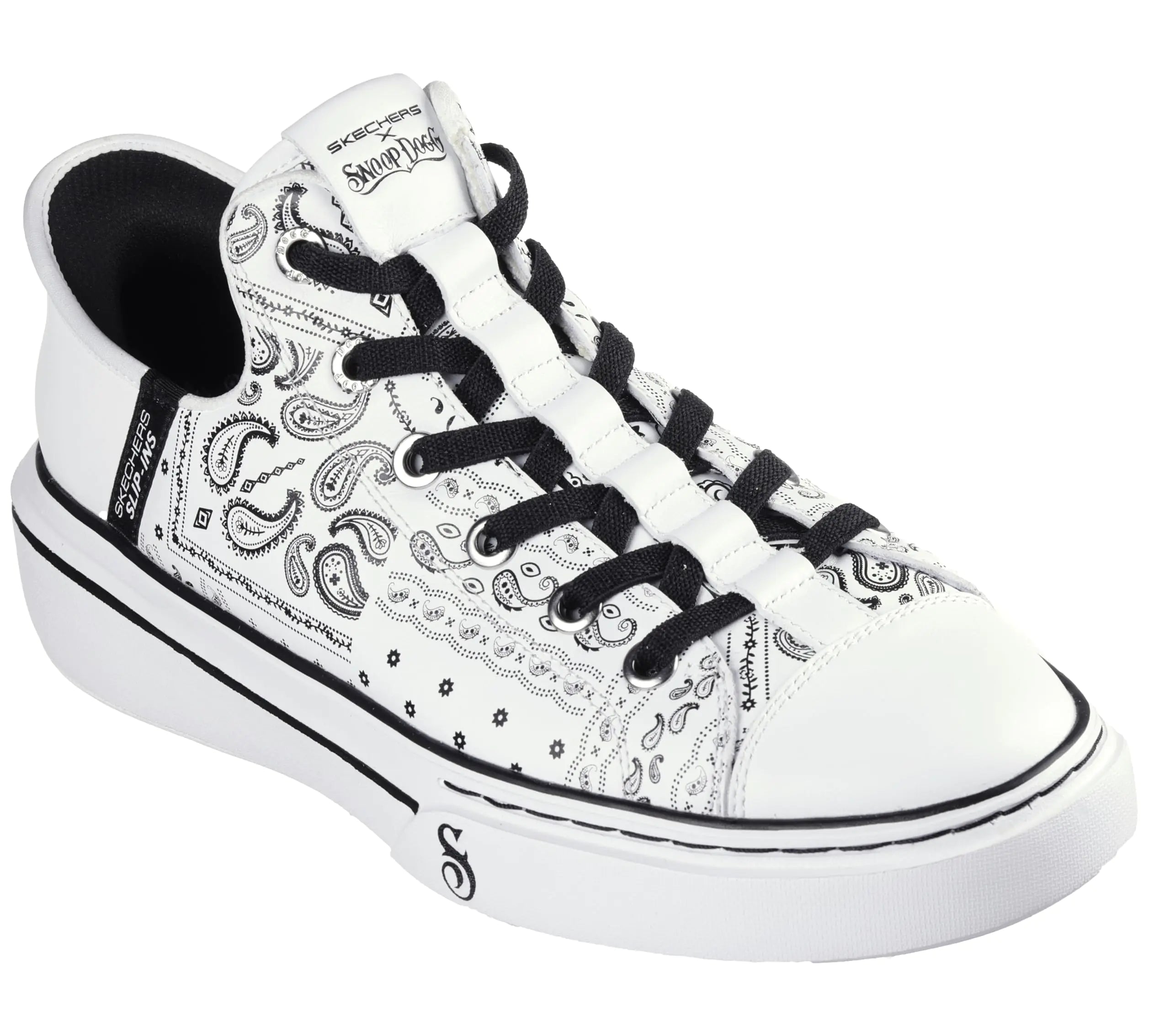 Skechers Mens Snoop Dogg:Snoop ONE-OG Hands Free Slip-Ins Sneaker White/Black 6.5