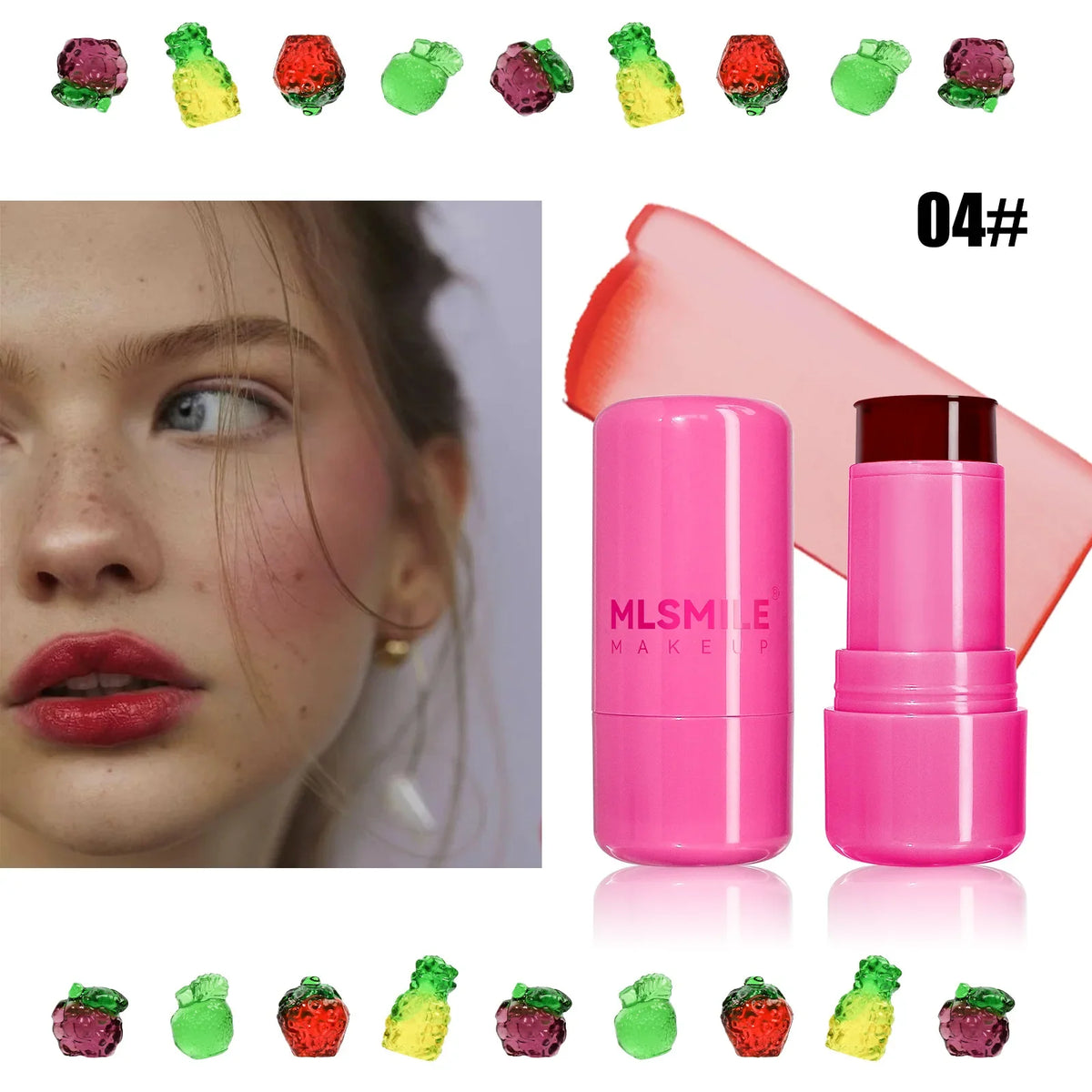 Blushimmer Milk Cooling Water Jelly Tint Lip and Cheek Stick in a sleek, transparent tube with pink and clear product inside.