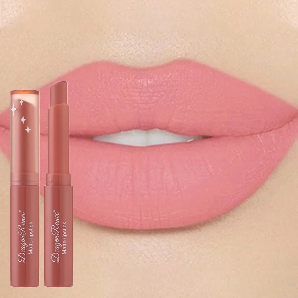 Blushimmer nude matte waterproof lipstick in sexy red velvet shade, long-lasting, fade-proof lip color for women.