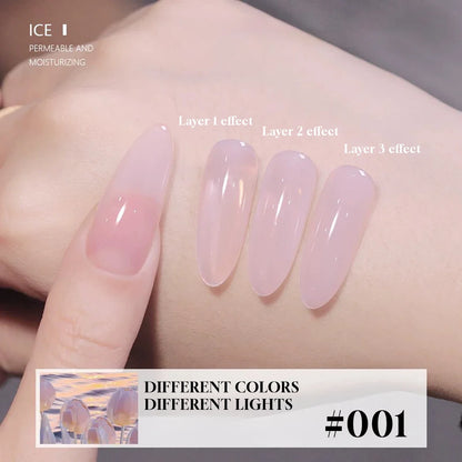 Blushimmer MIANEL Japanese-style fairy gel nail polish in white, pink, nude, and clear shades for summer pink nails, 12ml bottle