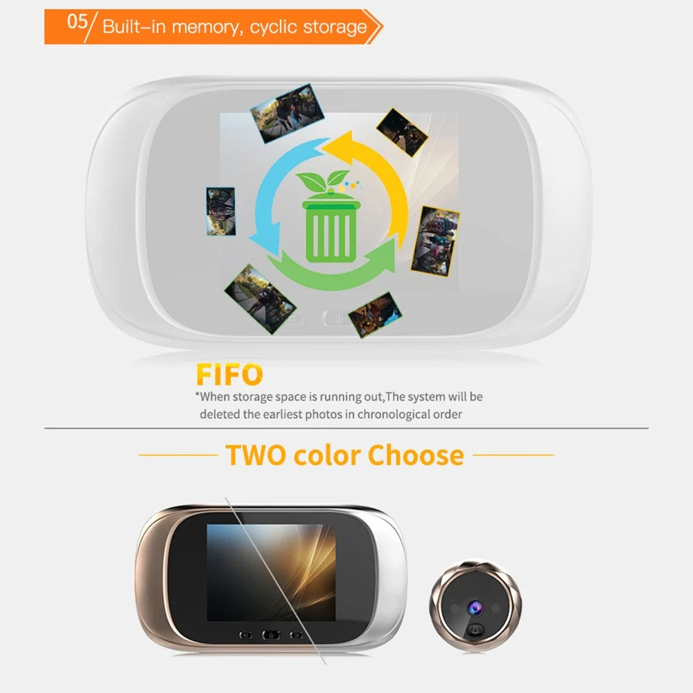 Digital Door Viewer Peephole Door Camera Doorbell 2.8-inch Night Vision Photo Shooting Digital Door Monitoring for Home Security