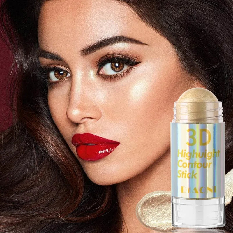 Blushimmer 3D face highlighter stick in multiple colors, cosmetic contour and shimmer bronzer for illuminating makeup application